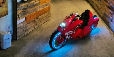 A customized motorcycle based off of the motorcycle in AKIRA.