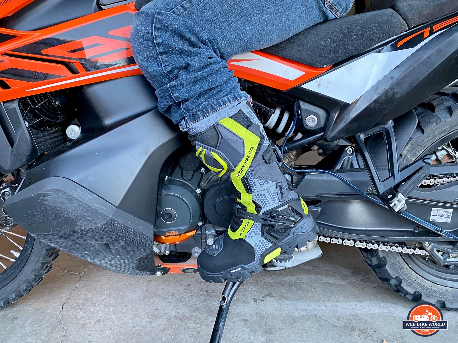 Rider wearing Klim GTX boots on motorcycle